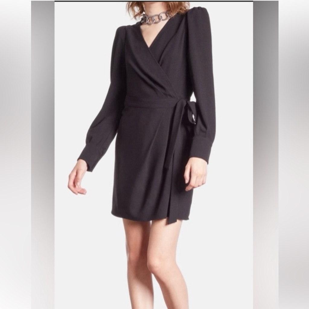 The Kooples Black Long Sleeve Wrap Dress Size Euro 1